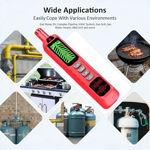 Natural Gas Detector with Sound and Light Alarm, Portable Gas Sniffer, Used to Locate Combustible Gas leaks, Methane, Household Propane and Other Combustible Sources (Including Battery x2) - red in Saudi Arabia