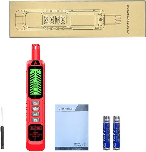 Natural Gas Detector with Sound and Light Alarm, Portable Gas Sniffer, Used to Locate Combustible Gas leaks, Methane, Household Propane and Other Combustible Sources (Including Battery x2) - red in Saudi Arabia