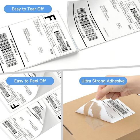 Thermal Shipping Labels 4x6, 500 Sheets Fanfold Direct Thermal Labels, Perforated & Strong Adhesive Mailing Labels Compatible with Rollo, MUNBYN, Nelko, Zebra Printer (Commercial Grade) in Saudi Arabia