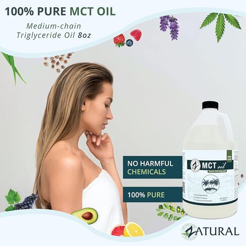 MCT Oil, Certified Food and Therapeutic Grade, Carrier, Massage, Hydrating, Hair, 0 Additives, (128 Ounce (1Gallon)) in Kuwait
