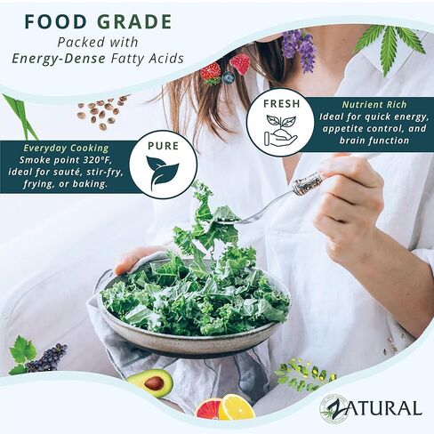 MCT Oil, Certified Food and Therapeutic Grade, Carrier, Massage, Hydrating, Hair, 0 Additives, (128 Ounce (1Gallon)) in Kuwait