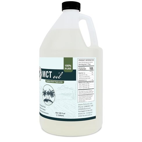 MCT Oil, Certified Food and Therapeutic Grade, Carrier, Massage, Hydrating, Hair, 0 Additives, (128 Ounce (1Gallon)) in Kuwait