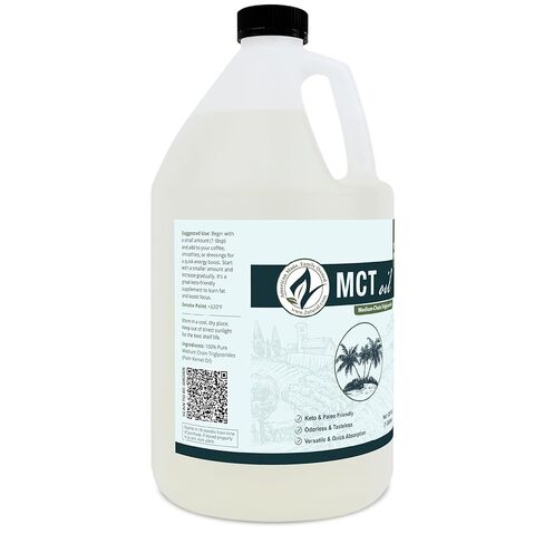 MCT Oil, Certified Food and Therapeutic Grade, Carrier, Massage, Hydrating, Hair, 0 Additives, (128 Ounce (1Gallon)) in Kuwait