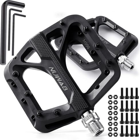 دواسات الدراجة الجبلية NUWAB، دواسات دراجة مضادة للانزلاق بخيط محور 9/16 بوصة، دواسات مسطحة خفيفة الوزن ومنصة واسعة لدراجة الطرق الجبلية BMX MTB، تأتي مع أداة التثبيت in Kuwait