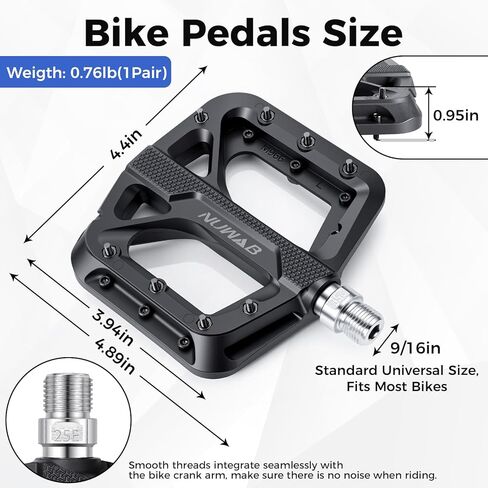 دواسات الدراجة الجبلية NUWAB، دواسات دراجة مضادة للانزلاق بخيط محور 9/16 بوصة، دواسات مسطحة خفيفة الوزن ومنصة واسعة لدراجة الطرق الجبلية BMX MTB، تأتي مع أداة التثبيت in Kuwait