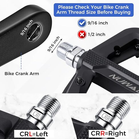 دواسات الدراجة الجبلية NUWAB، دواسات دراجة مضادة للانزلاق بخيط محور 9/16 بوصة، دواسات مسطحة خفيفة الوزن ومنصة واسعة لدراجة الطرق الجبلية BMX MTB، تأتي مع أداة التثبيت in Kuwait