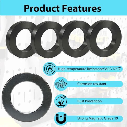 4 قطع من مغناطيس حلقة الفريت | OD2.35 × ID1.25 بوصة × 0.39 بوصة سمك | مغناطيس دونات سيراميك كبير بفتحة | مغناطيسات مستديرة للحرف اليدوية | العلوم الصناعية in Kuwait