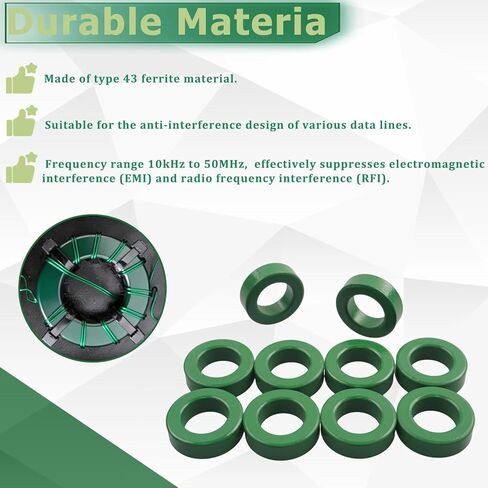 10 Pack Toroidal Ferrite Cores Compatible with FT-82-43 Ferrite Toroidal Cores| Reduces RFI EMI RF HF Line Suppression and Signal Loss in Power Transformers in Saudi Arabia