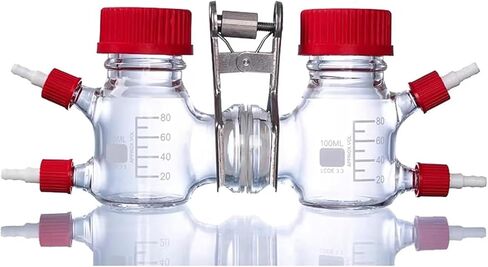 غرفة التفاعل الكهروكيميائي، مفاعل زجاجي ثنائي الخلية عالي البورسليكات من النوع H، سعة 100 مل فردي/200 مل إجمالي، وصلات جانبية ذات 14 منفذًا، مع غشاء تبادل البروتون ومنفذ برجي in Kuwait