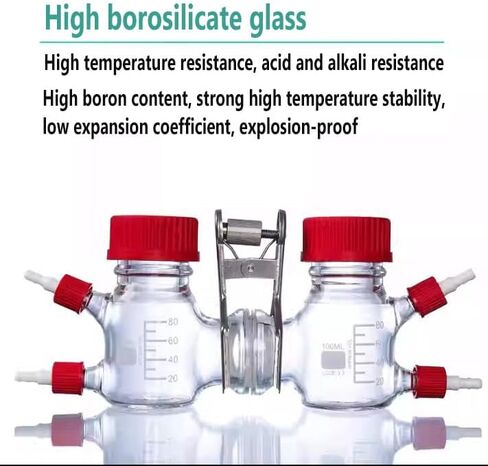 غرفة التفاعل الكهروكيميائي، مفاعل زجاجي ثنائي الخلية عالي البورسليكات من النوع H، سعة 100 مل فردي/200 مل إجمالي، وصلات جانبية ذات 14 منفذًا، مع غشاء تبادل البروتون ومنفذ برجي in Kuwait