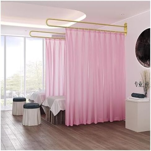 Beige Wall Mounted Room Divider Curtains - 6.5ft Tall Temporary Privacy Screens for Beauty Salons, Wellness Centers & Postnatal Care - Flexible Hanging Room Separator with Metal Pole in Saudi Arabia