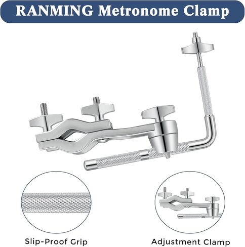 RANMING Metronome Clamp حامل تثبيت المسرع المعدني شديد التحمل مع قضيب على شكل حرف L وقبضة مقاومة للانزلاق وتصميم سريع الإعداد وقوس مقاوم للاهتزاز لممارسة مجموعة الطبول الآمنة والأداء in Kuwait