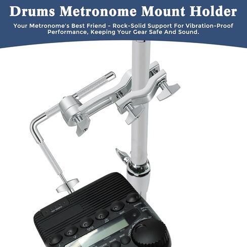 RANMING Metronome Clamp حامل تثبيت المسرع المعدني شديد التحمل مع قضيب على شكل حرف L وقبضة مقاومة للانزلاق وتصميم سريع الإعداد وقوس مقاوم للاهتزاز لممارسة مجموعة الطبول الآمنة والأداء in Kuwait