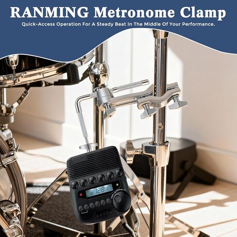 RANMING Metronome Clamp حامل تثبيت المسرع المعدني شديد التحمل مع قضيب على شكل حرف L وقبضة مقاومة للانزلاق وتصميم سريع الإعداد وقوس مقاوم للاهتزاز لممارسة مجموعة الطبول الآمنة والأداء in Kuwait