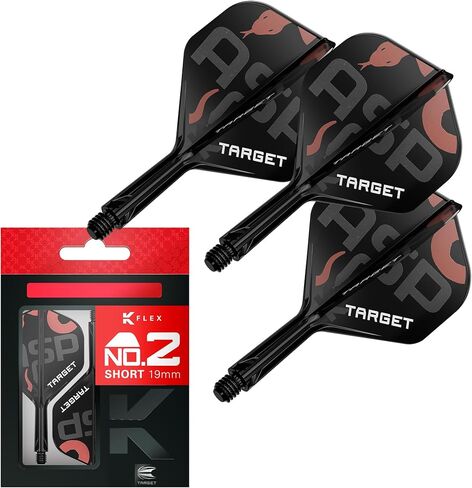 TARGET Darts Nathan Aspinall K Flex Flights and Shaft System, No.2 | Pack of 3 Kflex All in One Flights, Player Edition Darts Accessories | K-Flex Dart Stem Short/Intermediate/Medium in Kuwait