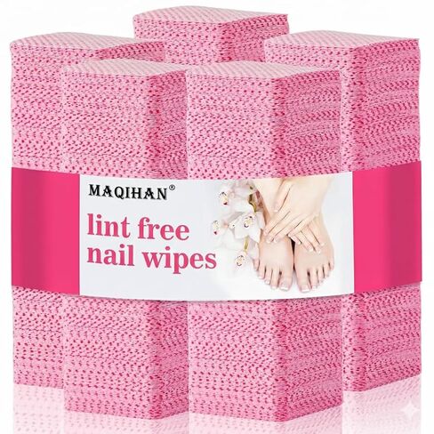 MAQIHAN 1500 Lint Free Nail Wipes - Pink Acetone Nail Polish Remover Wipes Lint Free Nail Wipes Pads Gel Nails No Lint Nail Glue Wipes Eyelash Extensions Toallitas Para Uñas Sin Pelusa Nail Supplies in Kuwait