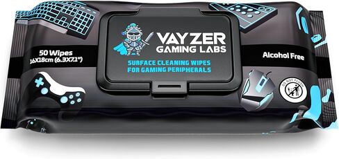 Gaming Peripheral Wipes, Keyboard Cleaner & Electronic Wipes, Safe for Controllers, Keyboards, Laptops, PCs & Mice – Alcohol-Free, Unscented, Paraben-Free, Cleaning Wipes - 50 Pack in Kuwait