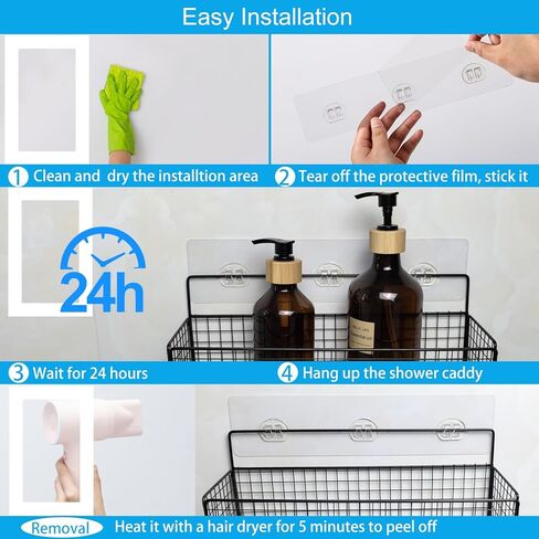 15 قطعة بديلة لاصقة لعلبة الدش، لاصقة لرف الدش بدون حفر، خطافات لاصقة قوية لاستبدال أرفف الدش ومنظم رفوف المطبخ in Kuwait