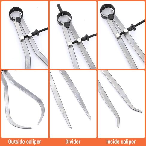 3 Pcs 8 Inch Long Spring Caliper Set, Carbon Steel Outside Divider Caliper Compass, Calipers Measuring Tool for Wood Turning Lathe Projects in Saudi Arabia