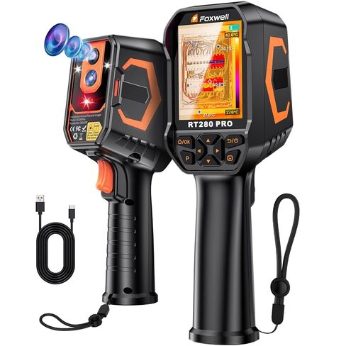 FOXWELL RT280 PRO Thermal Camera 640x480 Imaging Resolution, Dual-Camera Thermal Imaging Camera with 2MP Visual Camera, 512x384 TISR Resolution, Infrared Cameras with Laser, PC Analysis, 32GB in Saudi Arabia