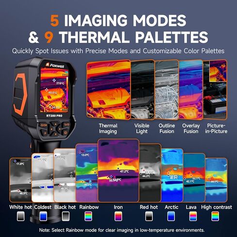 FOXWELL RT280 PRO Thermal Camera 640x480 Imaging Resolution, Dual-Camera Thermal Imaging Camera with 2MP Visual Camera, 512x384 TISR Resolution, Infrared Cameras with Laser, PC Analysis, 32GB in Saudi Arabia