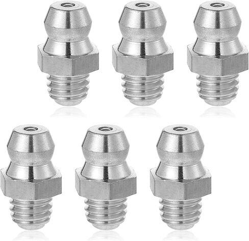 6 Pcs Stainless Steel Straight Grease Fitting, M6 x 1mm Thread Hydraulic Grease Fitting Accessories, Heavy-Duty Stainless Steel Straight Greases Fittings, Portable Metric Zerk Fittings for Machines in Saudi Arabia