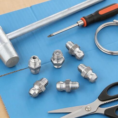 6 Pcs Stainless Steel Straight Grease Fitting, M6 x 1mm Thread Hydraulic Grease Fitting Accessories, Heavy-Duty Stainless Steel Straight Greases Fittings, Portable Metric Zerk Fittings for Machines in Saudi Arabia