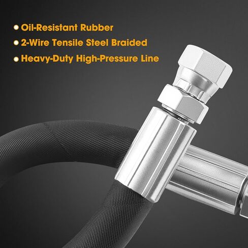 مجموعة خرطوم هيدروليكي 3/8 بوصة، 12 بوصة، مع تركيبات دوارة أنثى 3/8 بوصة JIC 37 درجة (طرفين)، SAE 100R2AT 2 سلك جديلة، 4785 رطل لكل بوصة مربعة، -40 درجة فهرنهايت إلى +250 درجة فهرنهايت in Kuwait