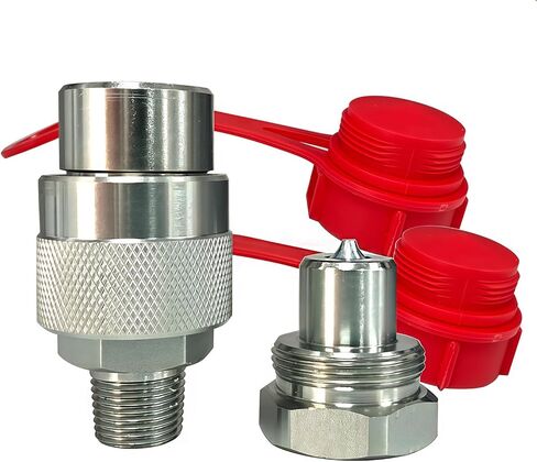 2 Sets 3/8"NPT Hydraulic Quick Connect-Disconnect Coupler 10,000 PSI High Pressure Replaces Enerpac C-604 w/Dust Caps in Kuwait