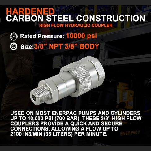 2 Sets 3/8"NPT Hydraulic Quick Connect-Disconnect Coupler 10,000 PSI High Pressure Replaces Enerpac C-604 w/Dust Caps in Kuwait