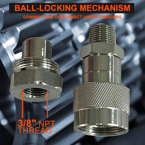 2 Sets 3/8"NPT Hydraulic Quick Connect-Disconnect Coupler 10,000 PSI High Pressure Replaces Enerpac C-604 w/Dust Caps in Kuwait