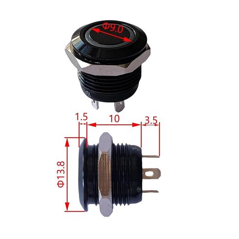 مفتاح زر معدني أسود صغير للغاية 12 مم IP65 LED 3V-24V 50mA بدون قفل شعار حلقة التبديل لاستبدال لوحة أجهزة الكمبيوتر (حلقة بيضاء 12 مم، LED 12-24 فولت) in Kuwait