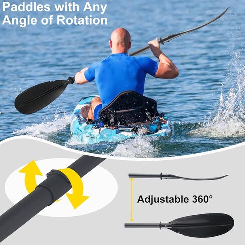 مجداف كاياك، قارب مجداف تلسكوبي، مجاديف صيد للبالغين مع مقود مجداف كاياك، مادة فولاذية قابلة للتعديل، أسود قوي (94 بوصة) in Kuwait