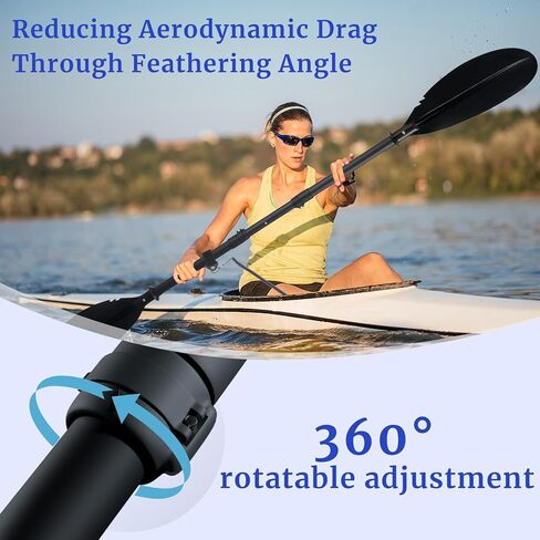 مجذاف كاياك للقوارب، مجداف كاياك قابل للتعديل من سبيكة عمود التجديف والقوارب والتجديف مع مقود مجداف للبالغين والرجال والنساء والصيد في الهواء الطلق والسفر على نهر البحيرة in Kuwait