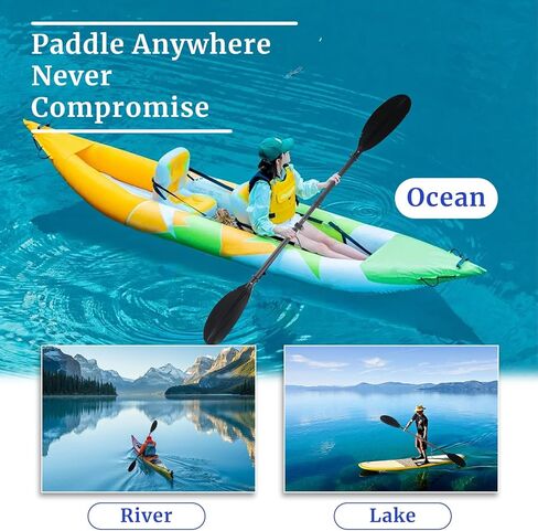 مجذاف كاياك للقوارب، مجداف كاياك قابل للتعديل من سبيكة عمود التجديف والقوارب والتجديف مع مقود مجداف للبالغين والرجال والنساء والصيد في الهواء الطلق والسفر على نهر البحيرة in Kuwait