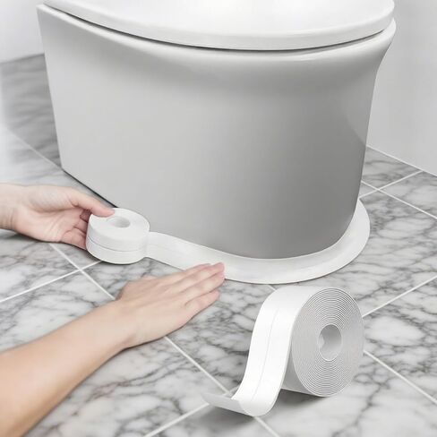 10.5 FT Toilet Sealing Strip Floor Sealant Tape (0.87"& 1.5"),Caulking Decorative Tape White PVC Waterproof Stain Proof Self Adhesive Kitchen Toilet Bathtub Corner Protector for Countertop Caulk Sink in Saudi Arabia