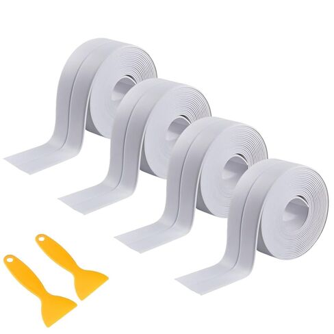 4 Rolls White Caulking Tape, Self-Adhesive Waterproof Sealant Tape for Kitchen, Bathroom, Bathtub, Toilet Base, Countertop Edge Protector, Wall Floor with Sealing Tools (126 x 1.5in) in Kuwait