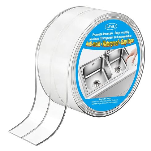 شريط السد الشفاف، شريط السد، مانع تسرب المرحاض لافيلي حول قاعدة المرحاض شريط مانع التسرب ذاتي اللصق مقاوم للماء لسطح المطبخ والحمام والمرحاض (2.2 سم × 10.5 قدم) in Kuwait