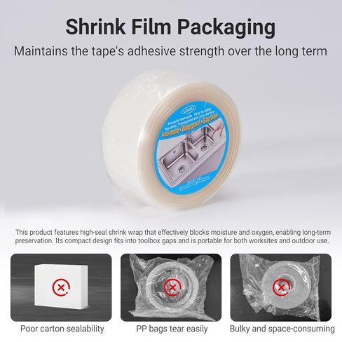 شريط السد الشفاف، شريط السد، مانع تسرب المرحاض لافيلي حول قاعدة المرحاض شريط مانع التسرب ذاتي اللصق مقاوم للماء لسطح المطبخ والحمام والمرحاض (2.2 سم × 10.5 قدم) in Kuwait