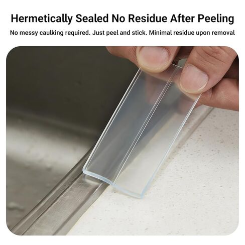 شريط السد الشفاف، شريط السد، مانع تسرب المرحاض لافيلي حول قاعدة المرحاض شريط مانع التسرب ذاتي اللصق مقاوم للماء لسطح المطبخ والحمام والمرحاض (2.2 سم × 10.5 قدم) in Kuwait