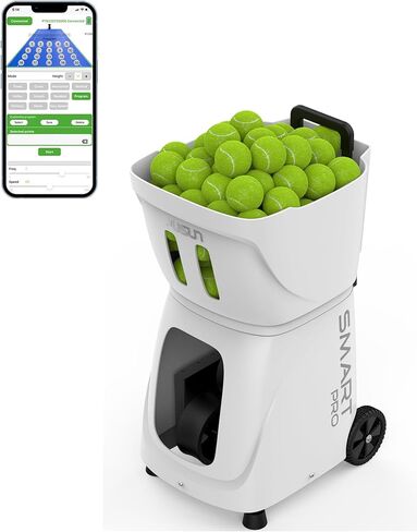 PUSUN｜PT-MAX C Flagship Tennis Ball Machine:App Control,12 Drills, Internal Oscillation,87 MPH,6-Level Spin,28-Spot,6-8H Battery, 39.6 lbs Portable, for Tennis/Padel,Training, Practice,Beginners,Pros in Kuwait