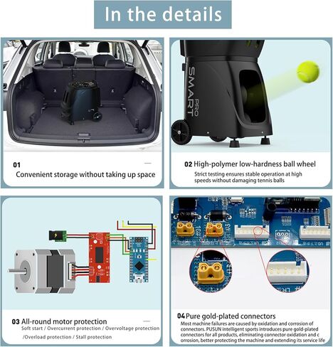 PUSUN｜PT-MAX C Flagship Tennis Ball Machine:App Control,12 Drills, Internal Oscillation,87 MPH,6-Level Spin,28-Spot,6-8H Battery, 39.6 lbs Portable, for Tennis/Padel,Training, Practice,Beginners,Pros in Kuwait