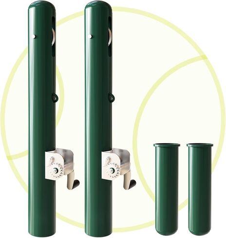 Tennis Posts Cylindrical Double-Sided Tennis Stringing Reel Suitable for Grass/Hard Courts Permanent Steel Tennis Net Posts with Green Rust-Proof Coating Tennis Court net Posts (3" Round) in Kuwait
