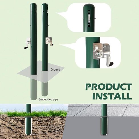 Tennis Posts Cylindrical Double-Sided Tennis Stringing Reel Suitable for Grass/Hard Courts Permanent Steel Tennis Net Posts with Green Rust-Proof Coating Tennis Court net Posts (3" Round) in Kuwait