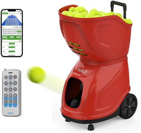 PT-9001 Tennis & Padel Ball Machine, APP & Remote Control, 35 Landing Points, 12 Tennis Modes, 14 Padel Modes, 12–87 MPH, 150+ Balls, 7–10H Battery, for Advanced Players & Clubs in Kuwait
