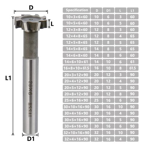 1pcs T Slot Cutter End Mill 10 12 16 20 30 32mm Router Bit HSS for Cutting Aluminum Alloy Wood Tungsten Steel 4 Flutes Milling in Saudi Arabia
