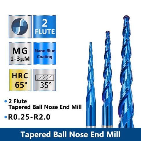 1pcs Tapered Ball Nose End Mill 2 Flute 3.175/4/6/8mm Shank Engraving Bit Spiral Router for Woodworking(R1.0x15x3.175x38) in Saudi Arabia