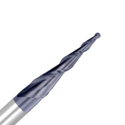 1pcs Tungsten Solid Carbide End Mill R0.4/R1.58 Tapered Ball Nose 2 Flute 6.35mm Shank Endmills Metal Milling Cutter in Saudi Arabia
