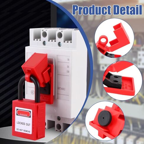 Circuit Breaker Lockout Device 12 Pack Kit with Clamp-On Design - OSHA Compliant Single Pole Breaker Lockout Device for Loto Safety, Fits 16.5mm to 70mm Breakers (Red, Nylon) in Saudi Arabia