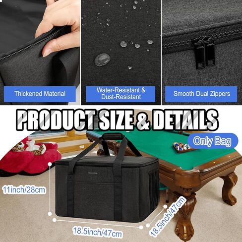 Pool Ball Cleaner Storage Bag, Carrying Case for Most Pool Ball Cleaner Machines, Thick Foam-Padded Protective Organizer with Pockets for Billiard Accessories, Black (Bag Only) in Saudi Arabia